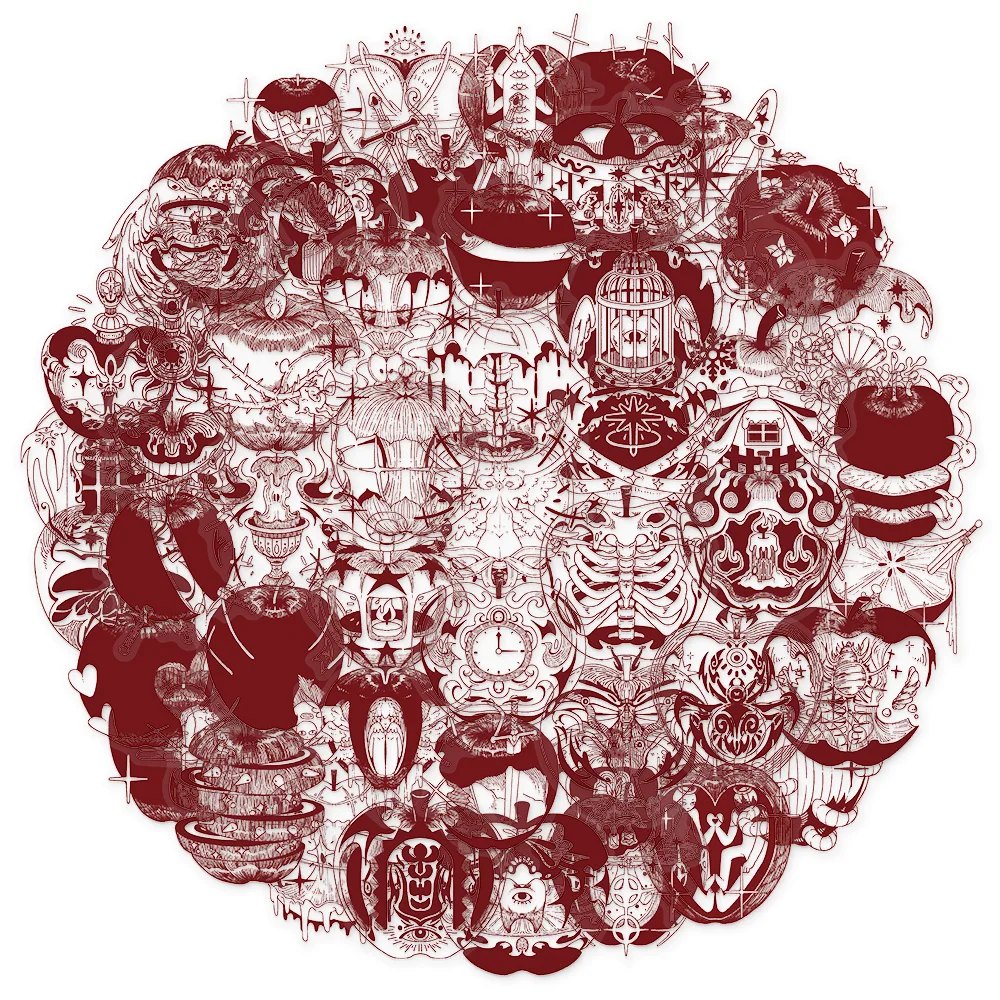 50 pezzi adesivi trasparenti mela rossa adesivi creativi fai da te istruzioni etichette tablet decorazione PC adesivi giocattolo PET