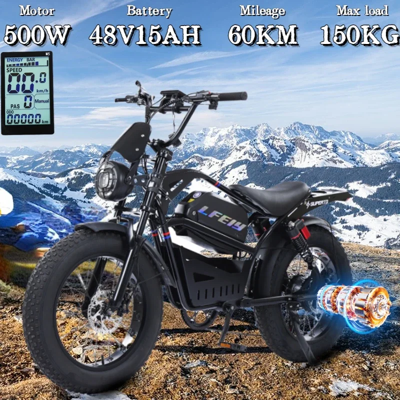 New SUPER 73 RX Electric Motorcycle 500 Motor 48V 15AH 20*4.0 Fat Tire Bicycle Off-Road Mountain E-Bike Adult Snow Electric Bike