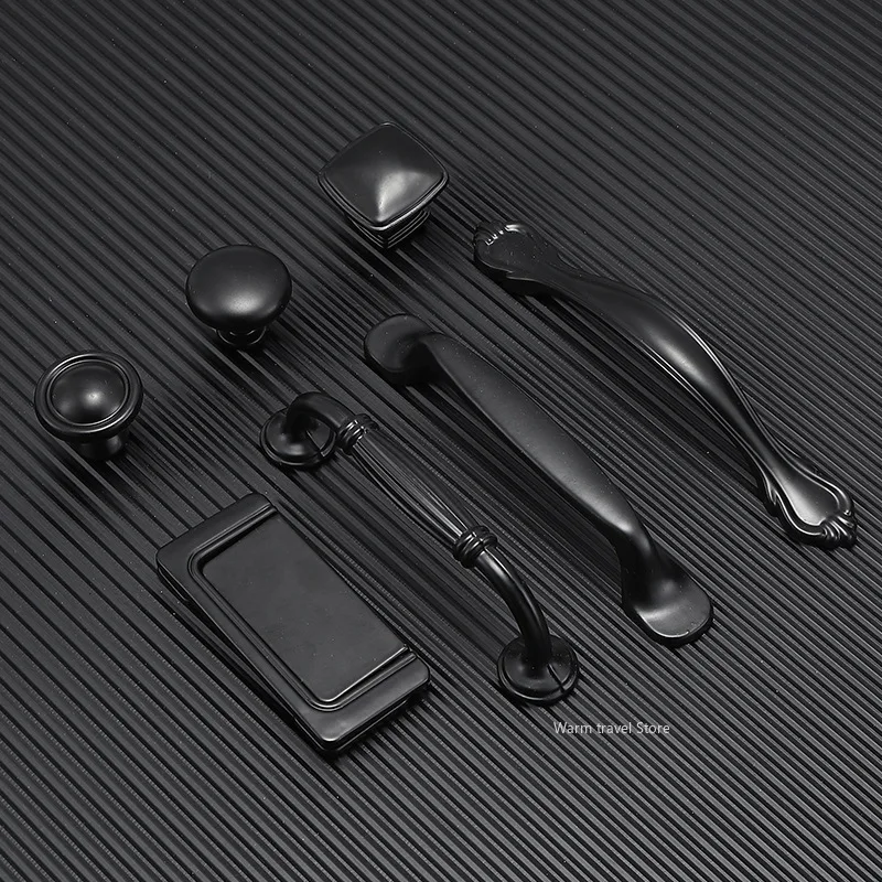 Black Handle for Furniture Cabinet Knobs and Handles Kitchen Drawer handle door Pulls Cupboard Modern aluminum alloy handle