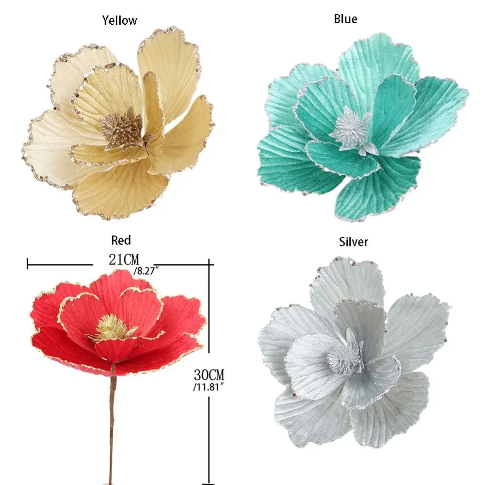 DIY Simulated Christmas Flower Exquisite Design Easy to Use Glitter Christmas Flower Crafted Artificial Flowers Photography Prop