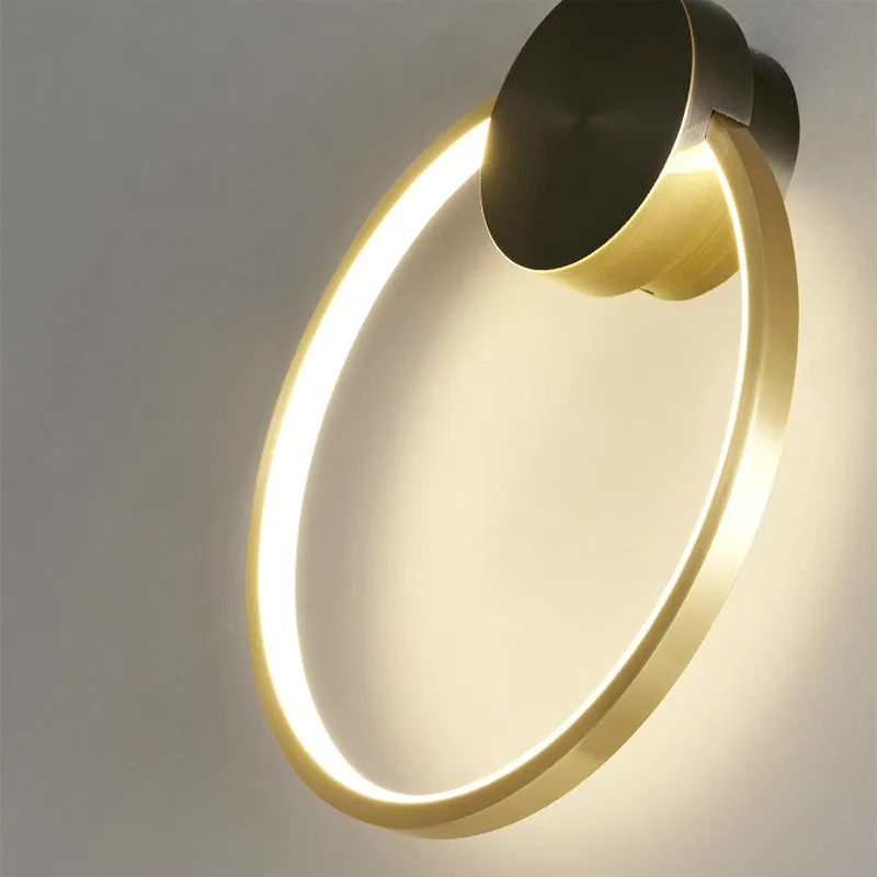 

Brass Ring LED Wall Lights Home Art Deco Free Collocation Sconce For Parlor Dinning room Bedside Stairs Nordic Round Lamp