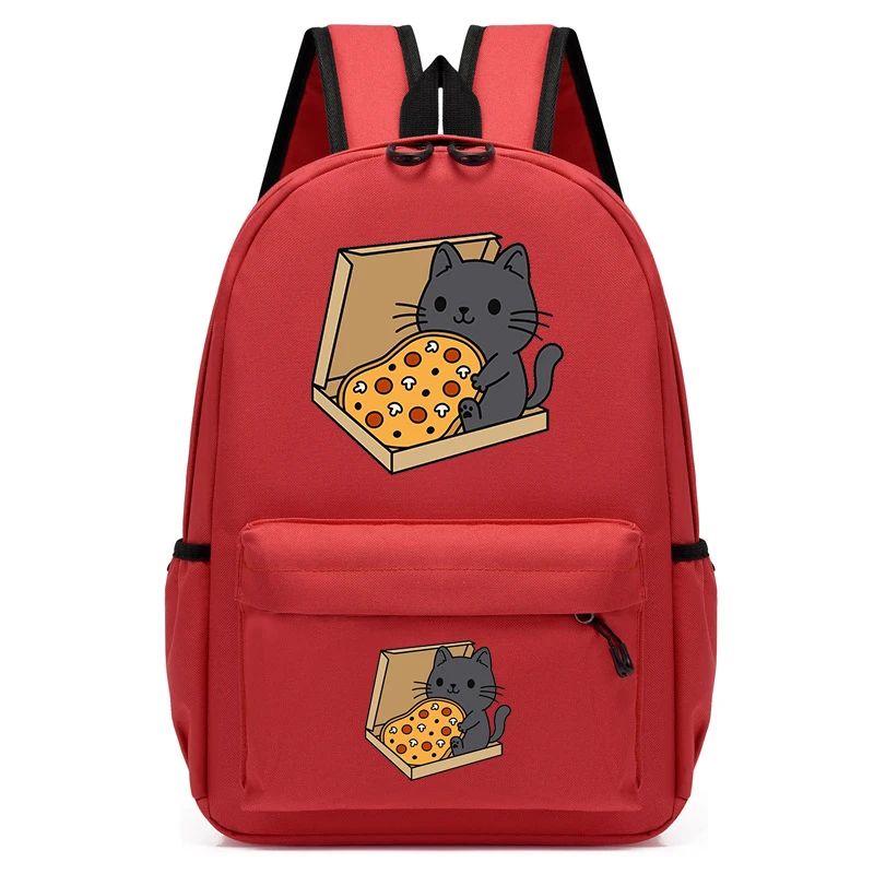 Sac d'école de dessin animé pour enfants, sacs à dos de chat de pizza pour adolescents, cartable de maternelle mignon, sac de livre d'anime, sac animal pour garçons et filles