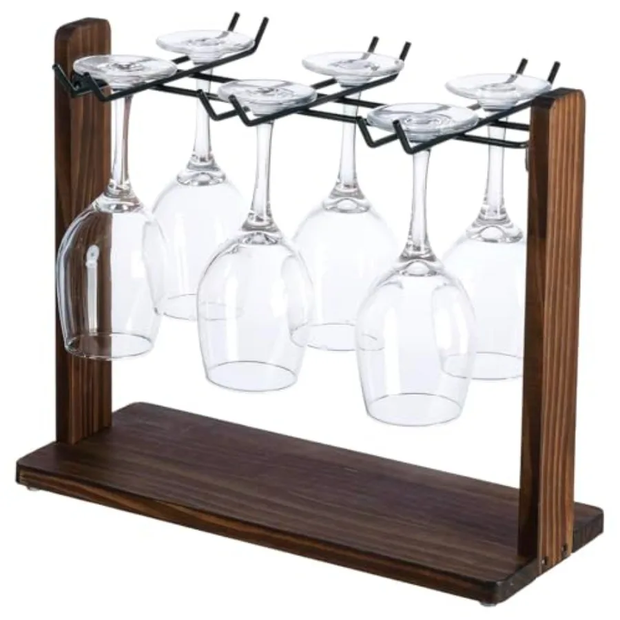 

Настольная сушилка для винных бокалов, подставка для фужеров, держатель для бокалов на столешницу, современная подставка для бокалов из матового и полированного коричневого материала.