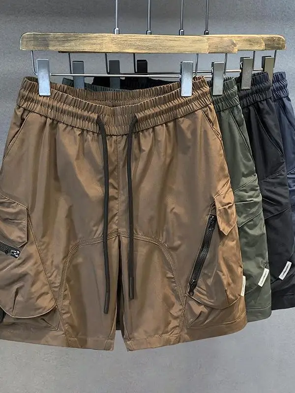 

2026 New Design Men's Workwear Shorts Summer Multi-Pocket Five-Quarter Elastic Waist Drawstring Casual Pants Fashion Urban