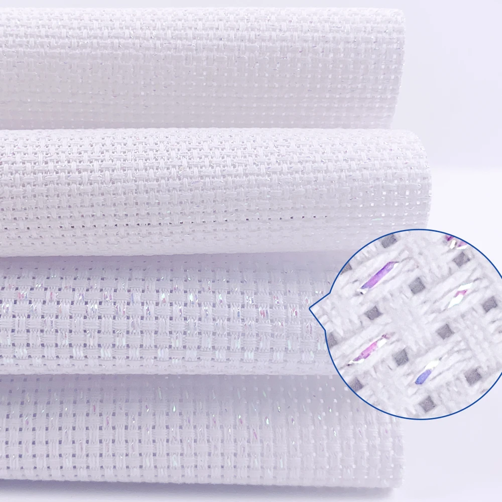DIY 11CT 14CT Sparkly White Aida Cloth 100% Cotton Fabric for Cross Stitch Embroidery Handwork Handcraft