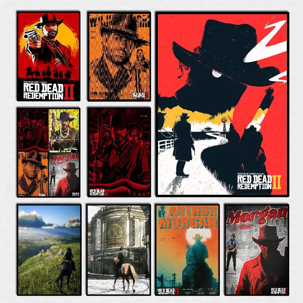 ملصق R-Red Dead Redemption 2 ملصق ذاتي اللصق - لا حاجة إلى غراء سهل الالتصاق وإزالة مثالي لديكور الغرفة