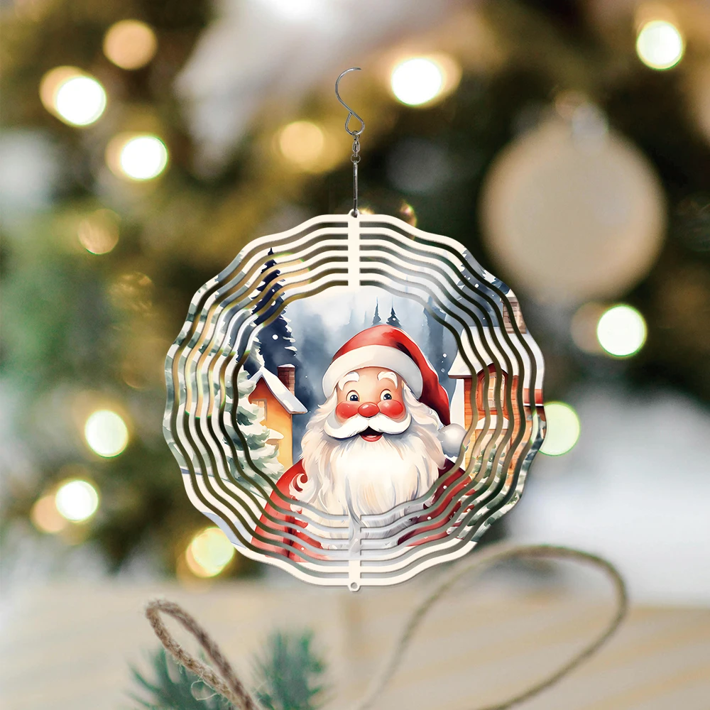 

1PC Foldable Christmas Hanging Decor With Swivel Hook Metal Flowing Wind Chimes Winter Santa Claus For Balcony Decor