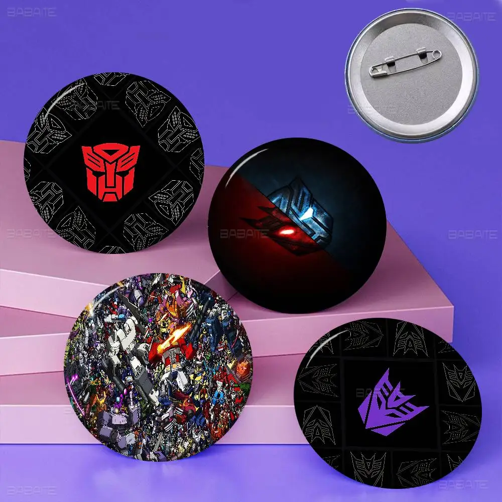 Fashion T-Transformers 32/44/58mm Handmade Pin Round Funny Snap-in Brooches for Backpack Cothes Accessories Badge Hat Decoration
