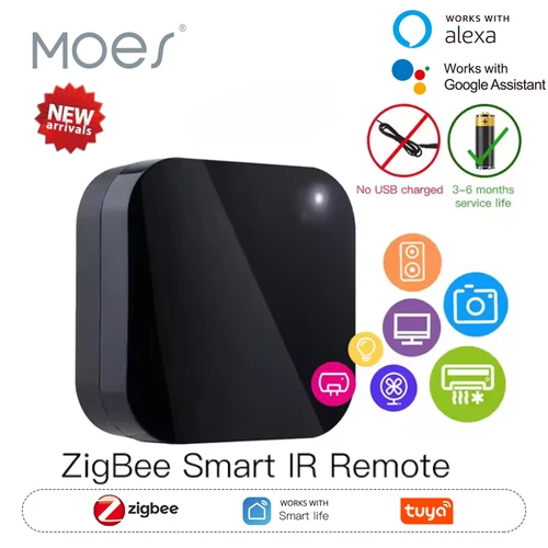MOES Tuya Zigbee3.0 Control remoto IR inteligente para aire acondicionado TV Control remoto infrarrojo Universal funciona con Alexa, Google Home