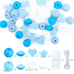 42Pcs/Set Silicone Beads Heart Star Focal Beads Whit Clip Rope DIY Jewelry Set Necklace Bracelet Accessories For Jewelry Making