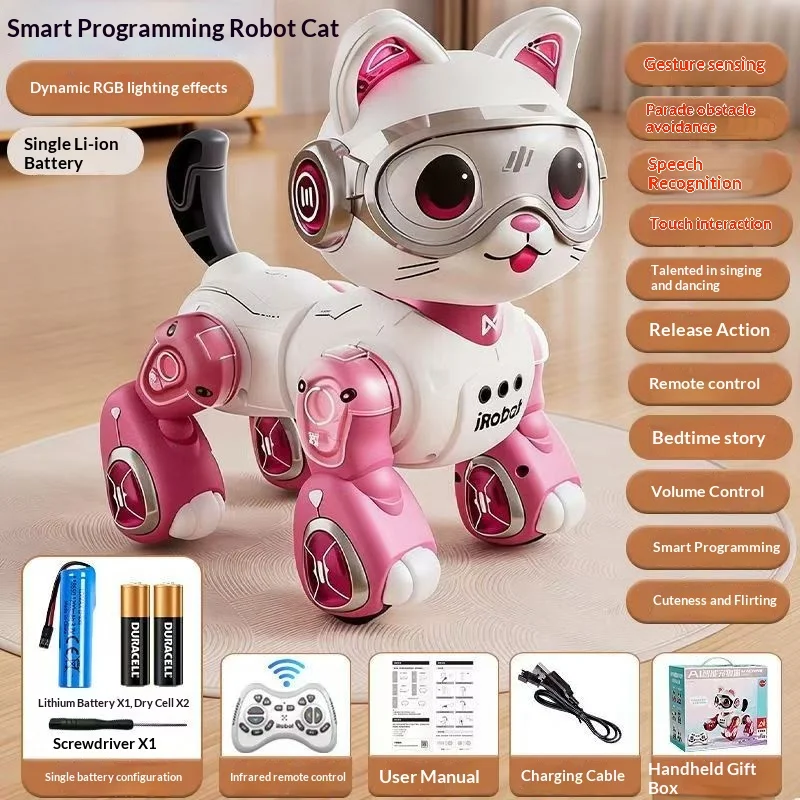 

Робот-кошка на радиоуправлении, электрическая игрушка-мяукачка, подарок для мальчиков и девочек на День рождения и Рождество