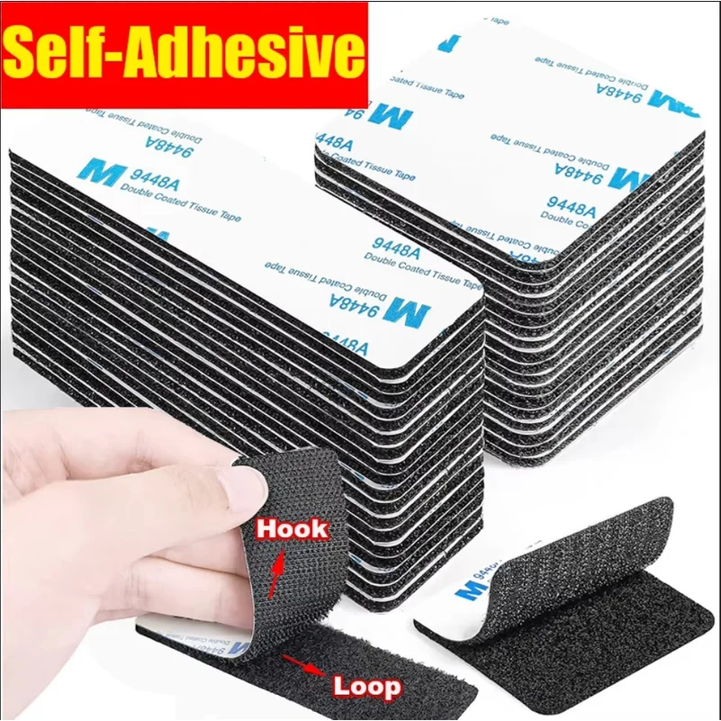 10Pcs Strong Self-Adhesive Hook and Loop Fastener Tape Rectangle Nylon Sticker Adhesive Tape With Strong Glue For DIY CraftNylon