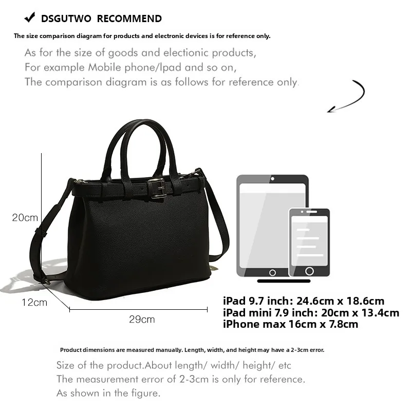 DSGUTWO 2024 New Commuter Borsa a spalla singola in vera pelle Borsa da trasporto in pelle di grande capacità per uomini e donne