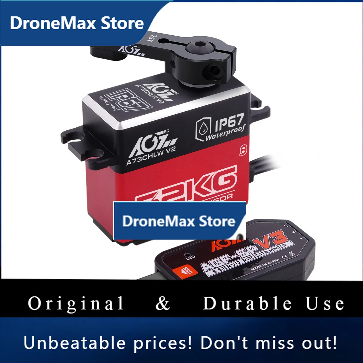 DroMaAGFRC SERVO A73CHLW V2 HV 32kg Metal Gear Waterproof IP67 Brushless Standard Servo For 1/10 RC Cars Crawler Buggy Car