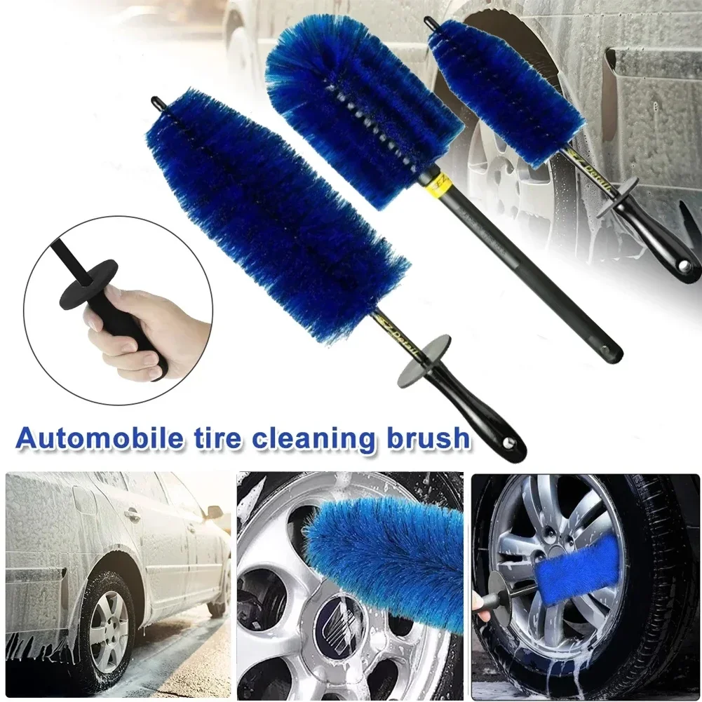Car Wheel Multifunction Cleaning Brush Long Soft Handle Rim Hub Microfiber Brush Tire Detail Brush Auto Motorcycle Washing image 3