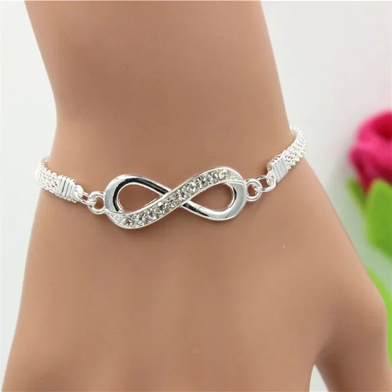 Rhinestone Infinity Bracelet Men\'s Women\'s Jewelry 8 Number Pendant Charm Blange Couple Bracelets For Lover Friend Women Gifts