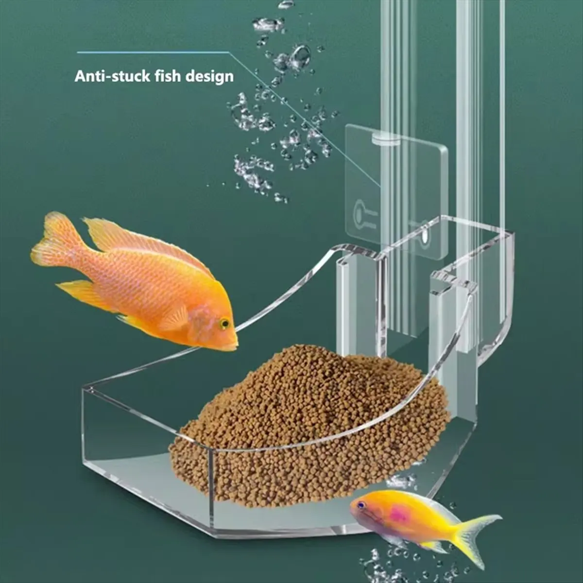 HITL Multifunctional Large Capacity Feeder Aquarium Feeding Tube Anti-Stuck Food Dispenser Transparent Design Fish Feeder