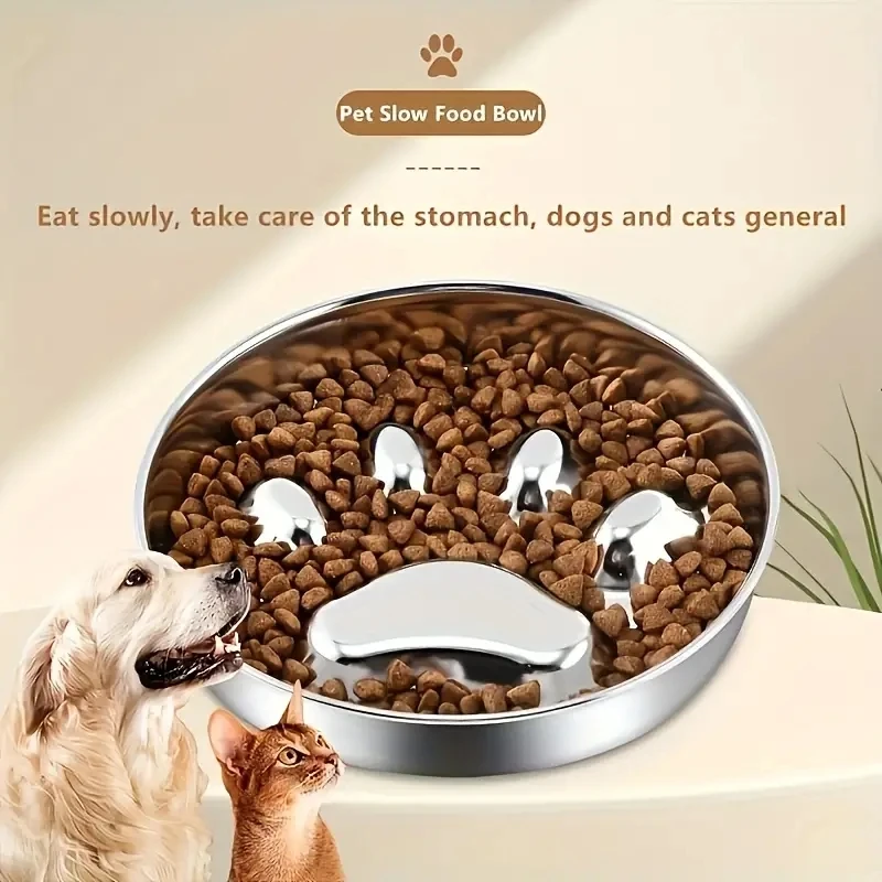 Premium Stainless Steel Pet Bowl Cervical Spine Protection for Dogs & Cats Pet Choke and Choke Prevention Slow Food Bowl