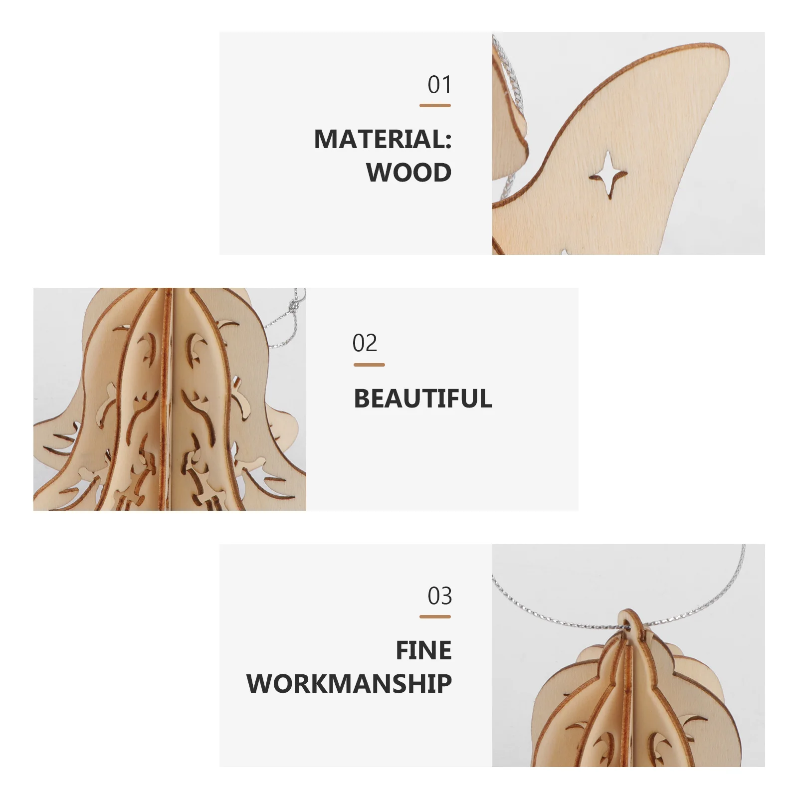 

5Pcs Wooden Christmas Hanging Ornaments Christmas Tree Pendant DIY Craft Pieces Xmas Decor Wood Cutouts for Holiday Decorations