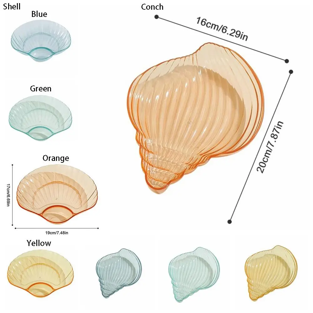 Prato de concha multi-jantar estilo marinho, transparente, plástico de qualidade alimentar, prato de cuspir, inodoro, não facilmente deformado