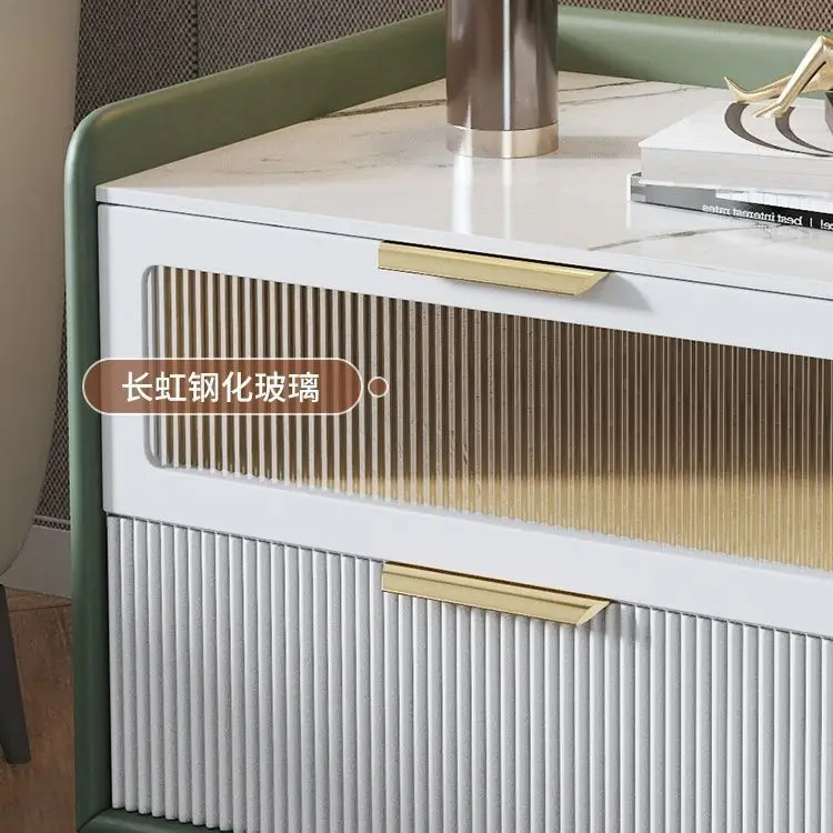 Premium, mesa de cabeceira, moderna, luxo leve, madeira maciça de vento, estilo italiano, simples, armazenamento, ultraestreito