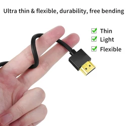 HD2.0 19+1Core OD3.2 4K@60Hz Cable Mini/Micro-HD Display Ultra-Thin Cord for Camera Tablet Laptop PC Monitor HDTV