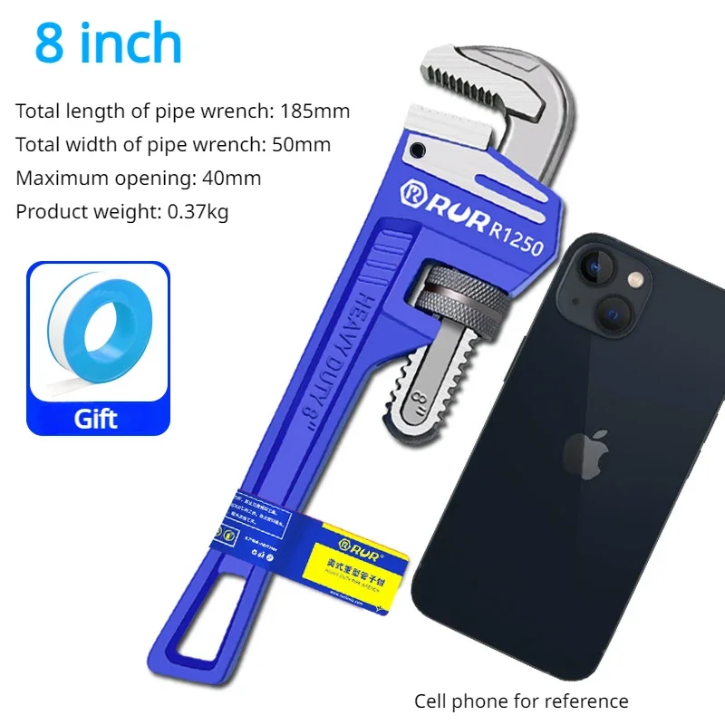 Heavy Duty Pipe Wrench Plumber Wrenches Straight Plumbing Wrench Tight bite without slipping Easy to adjust and disassembl