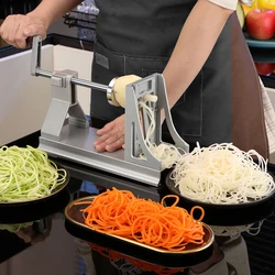 Metal Vegetable Spiralizer 3 Blades Potato Slicer Noodles and Curly Chips Maker Cabbage Carrot Grater Kitchen Accessories