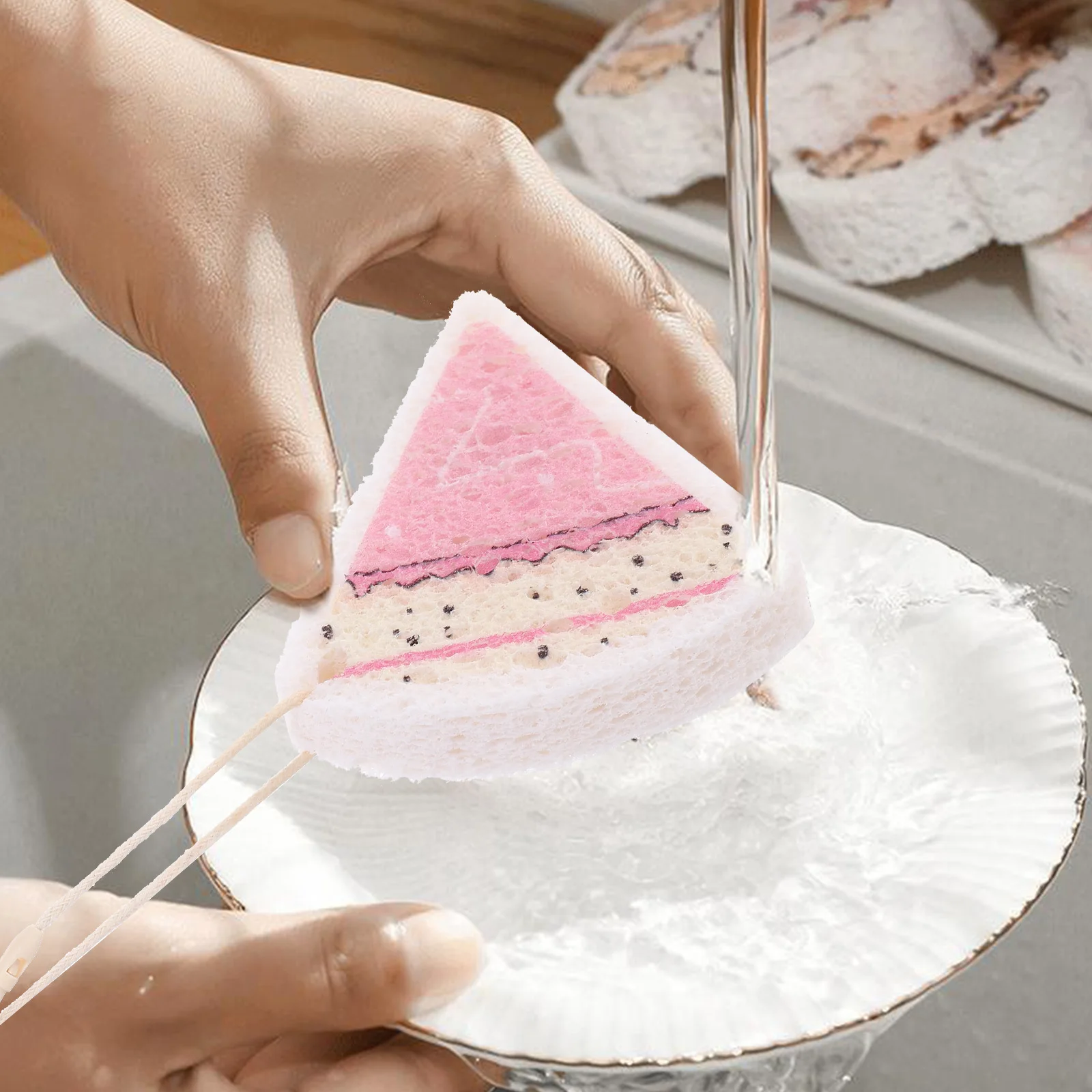 

3pcs Multi-Function Triangle Wok Reusable Dish Cleaning Compact Scrub Sponge For Kitchen Utensils Household Cleaning Supplies