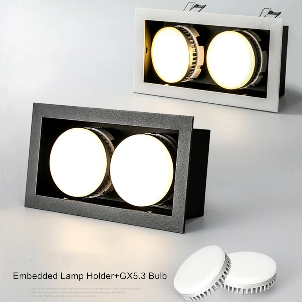

Квадратный угловой регулируемый встраиваемый светодиодный светильник со сменной светодиодной лампой Gx53 7 Вт 9 Вт 12 Вт точечный светильник для гостиной