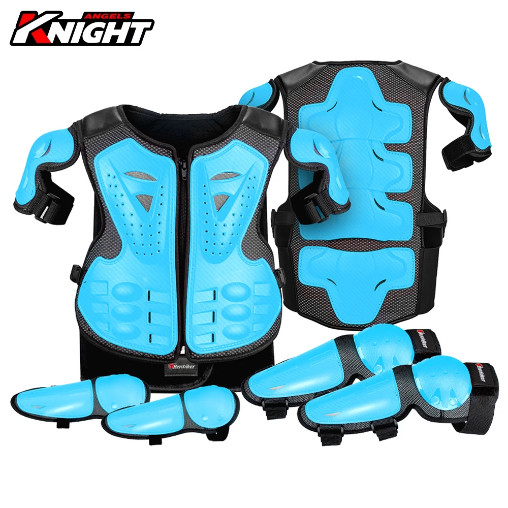 Children's Motorcycle Armor Vest Anti-Fall Elbow Knee Pads Motorbike Full Body Armor Motocross Riding Equipment Back Protection
