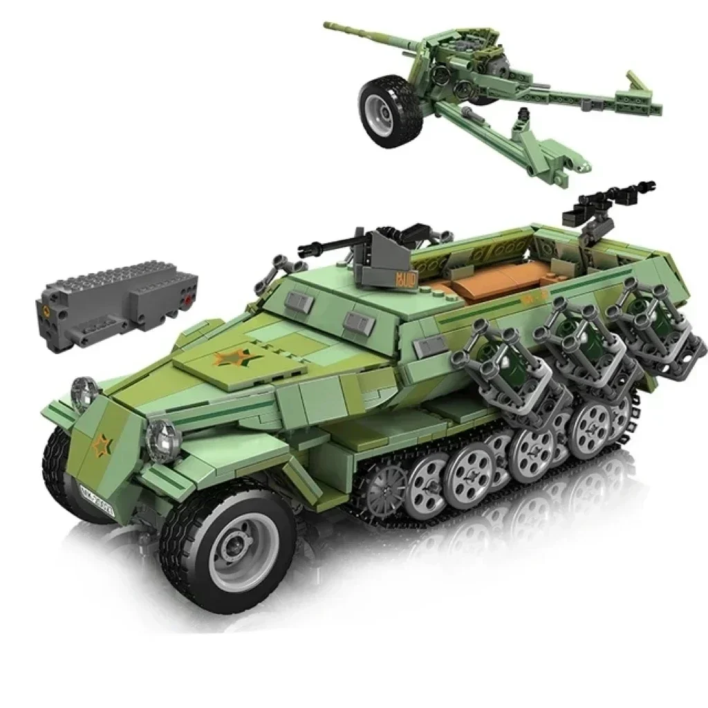 Mould King 20027 Military WW2 Tracked Armored Transport Vehicle Building Toy SD.KFZ.251 Tank Construction Model Toy for Boys