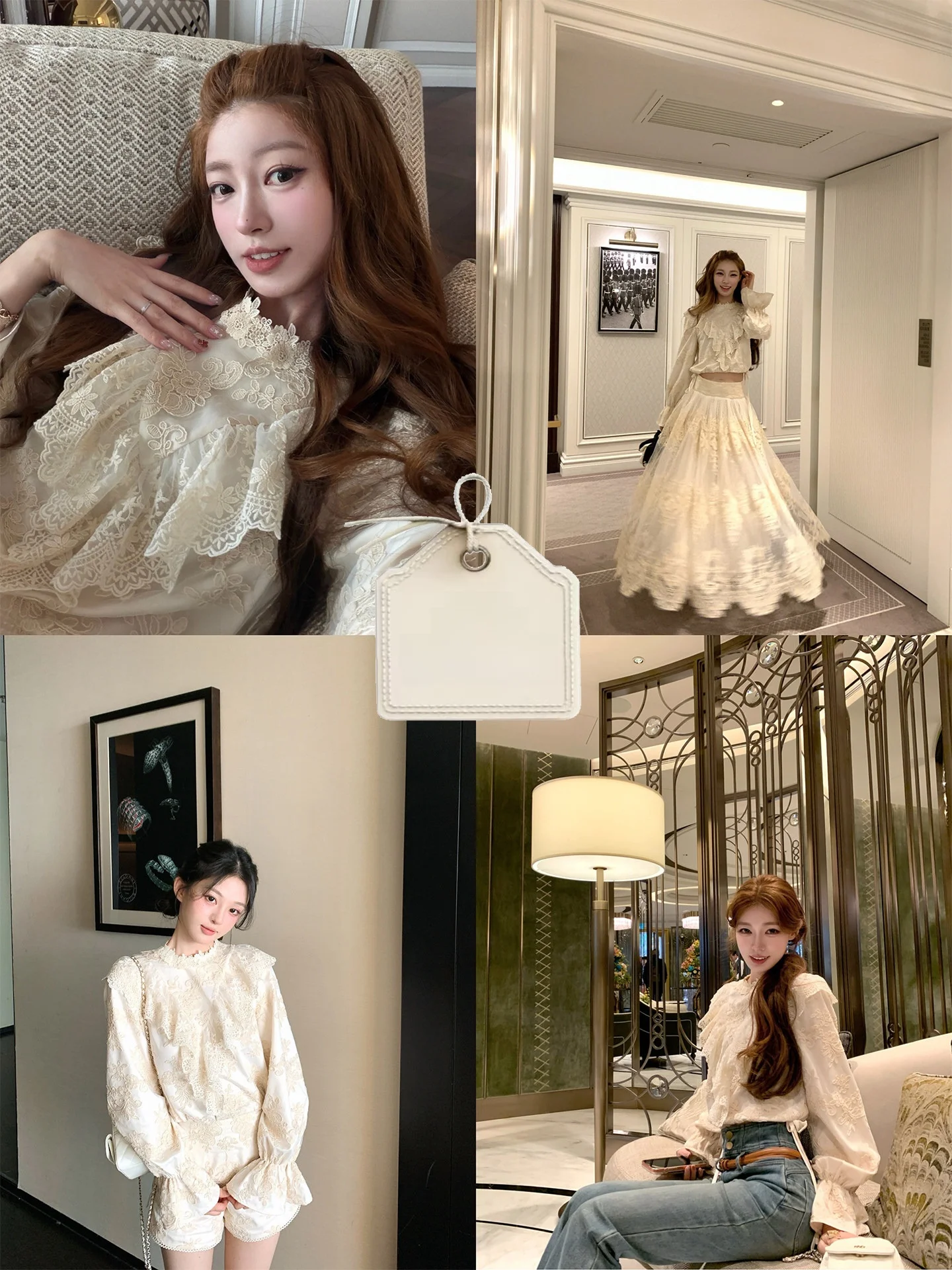 

Bach ort Sve Embroidered orts High Waist Double Layer Classical Skirt Tee Piece Set Women's Faion Spring Autumn