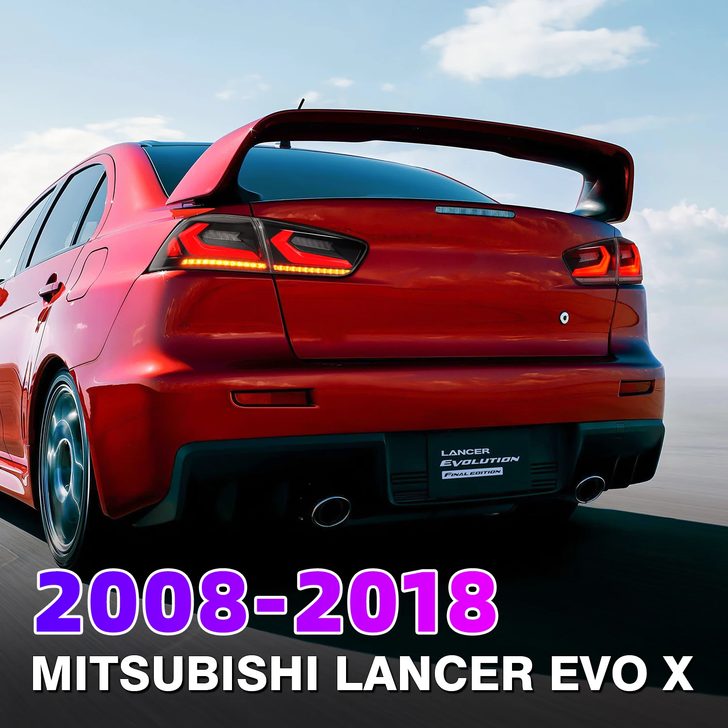 Archaische neue Design-Autolampe mit sequentiellem Blinker, Lauflicht für Lancer EVO X 2008–2018, Rücklicht