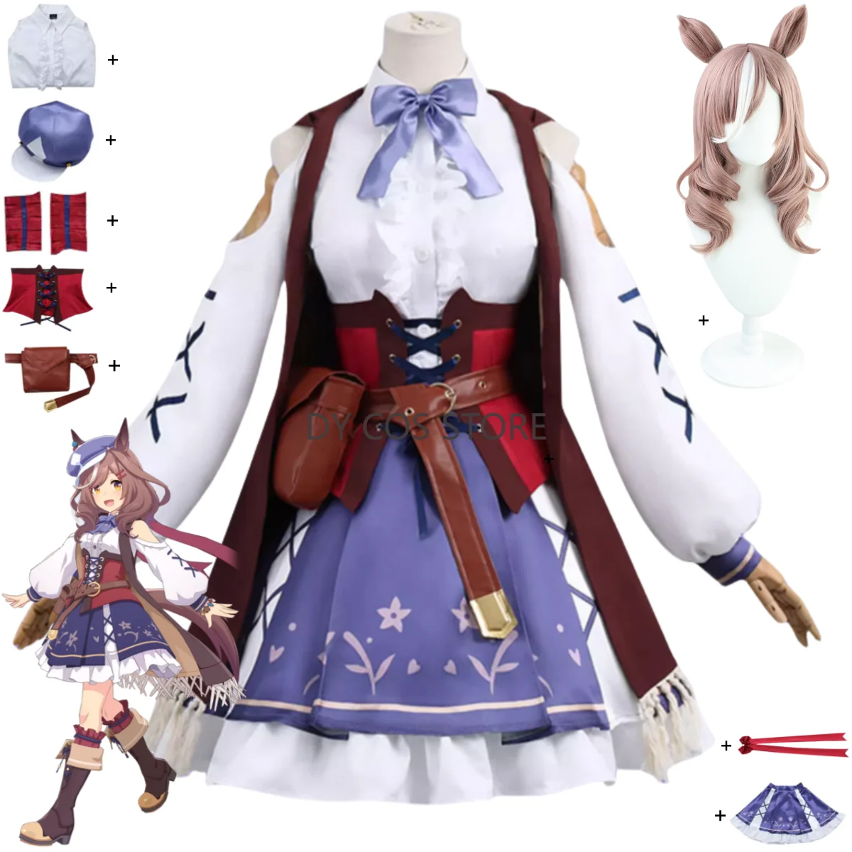 

Game Umamusume: Pretty Derby Matikanetannhauser Cosplay Costume Combat Uniform Skirt Coat Wig Woman Cute Birthday Party Suit