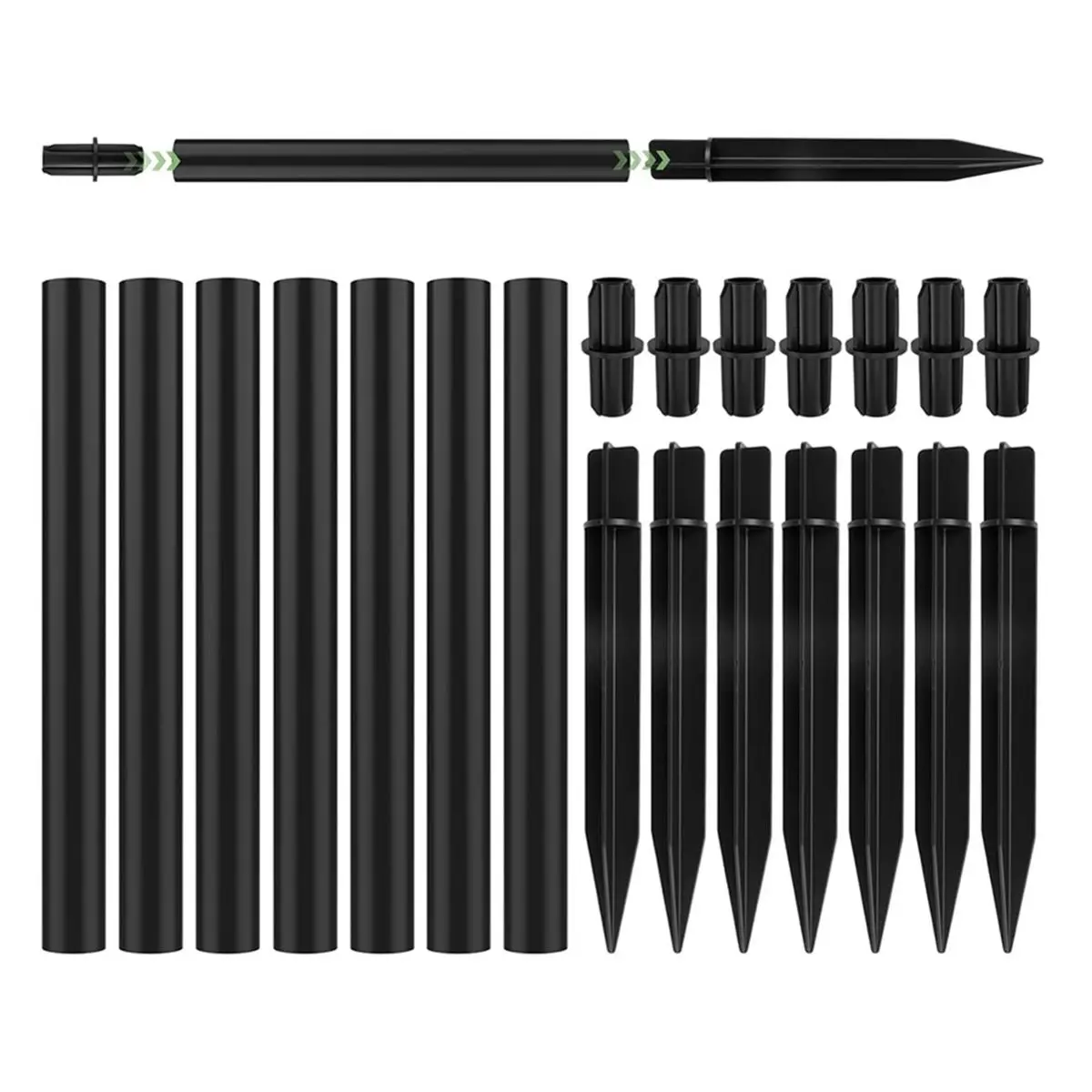 A013 8 Sets Flame Lamp Extension Kit for Solar Torches, Ground Stakes and Joint Connectors to Elevate Outdoor Lighting,