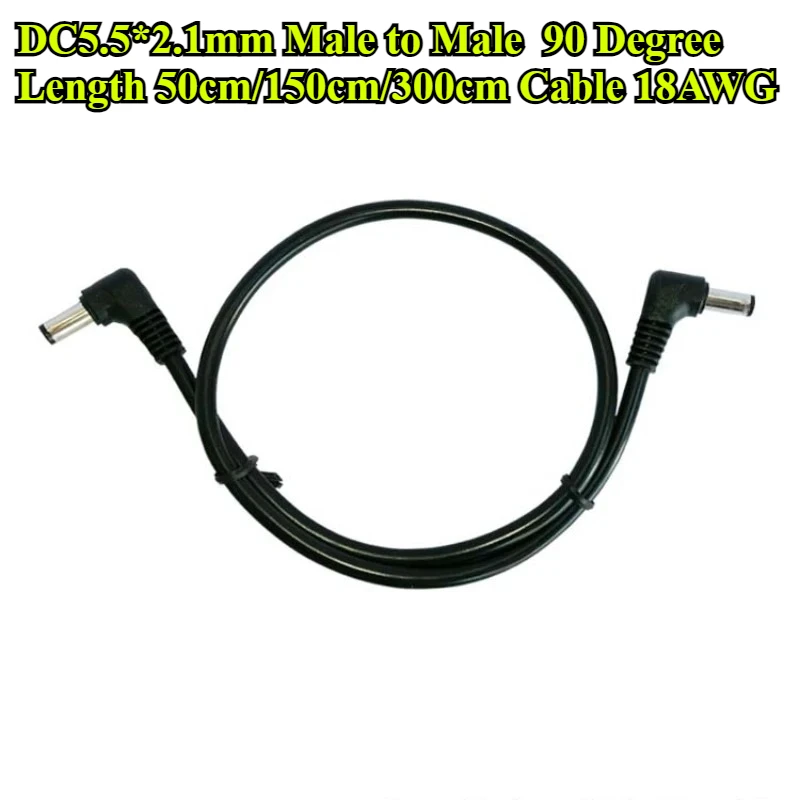 

DC Power Plug 5.5 x 2.1mm Male to Male DC5.5*2.1mm 90 Degree for CCTV Pc Laptop Power Supply Adapter Connector Cable 18AWG