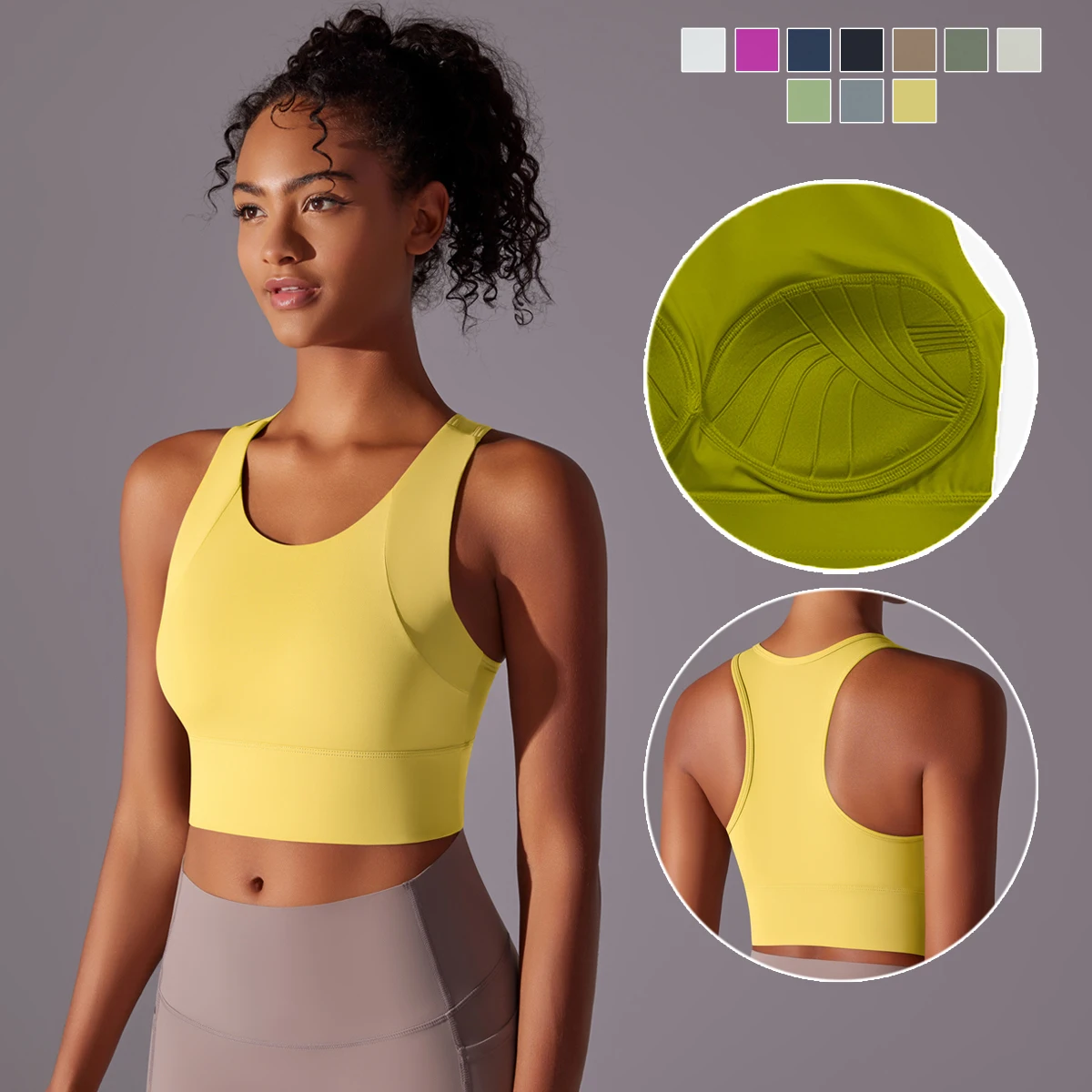 

1PC Solid Color Shockproof Fixed Cup Size Yoga Vest for Woman Summer Breathable Backless Workout Top Sports Bra for Yoga Gym
