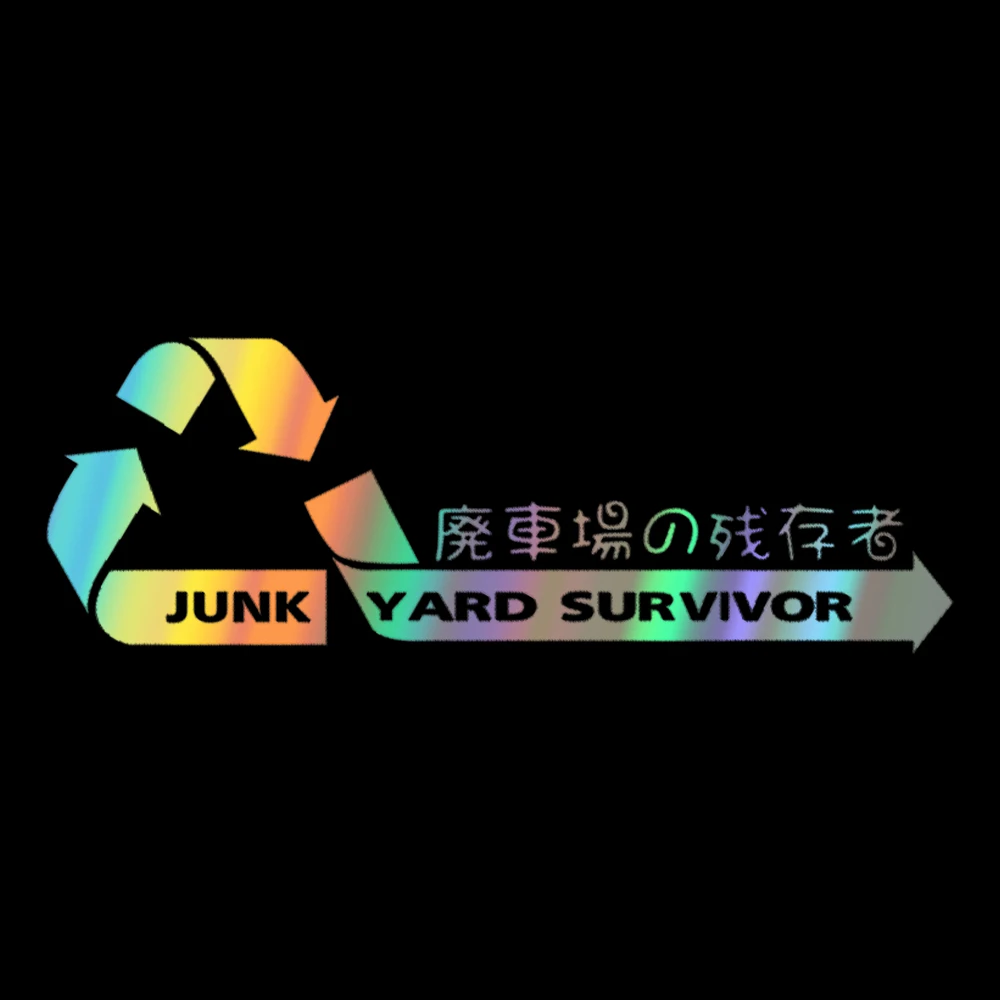 20x7cm JUNK YARD SURVIVOR Laser JDM Sticker For Car Window Door Body Vinyl Car Funny Decals For Auto Laptop Table Motorcycle