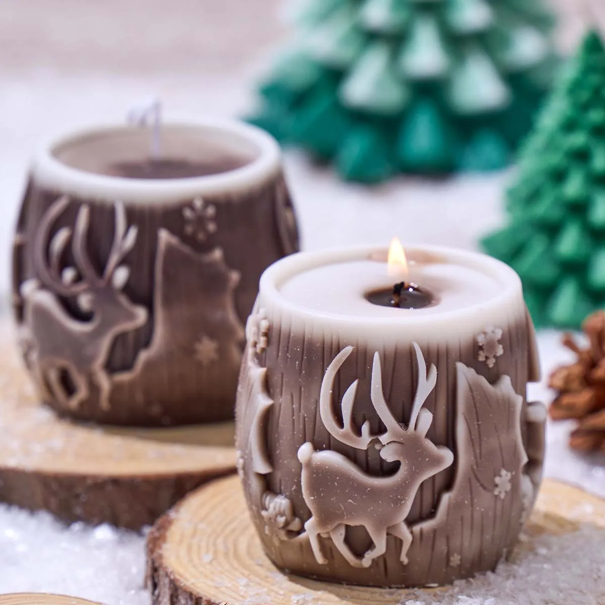 Weihnachtsbaum Elch Silikon Kerze Form DIY handgemachte zylindrische Aromath Seife Gips Harz Formen Home Weihnachten Dekor Handwerk Geschenke