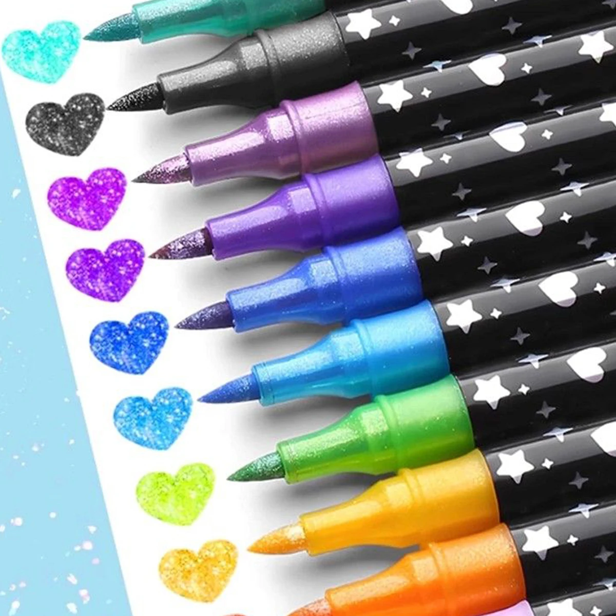 12/24/36/48 قطعة مجموعة أقلام تحديد لامعة مزدوجة الطرف أقلام ألوان مائية لامعة وأقلام تمييز ألوان غنية نصائح ناعمة