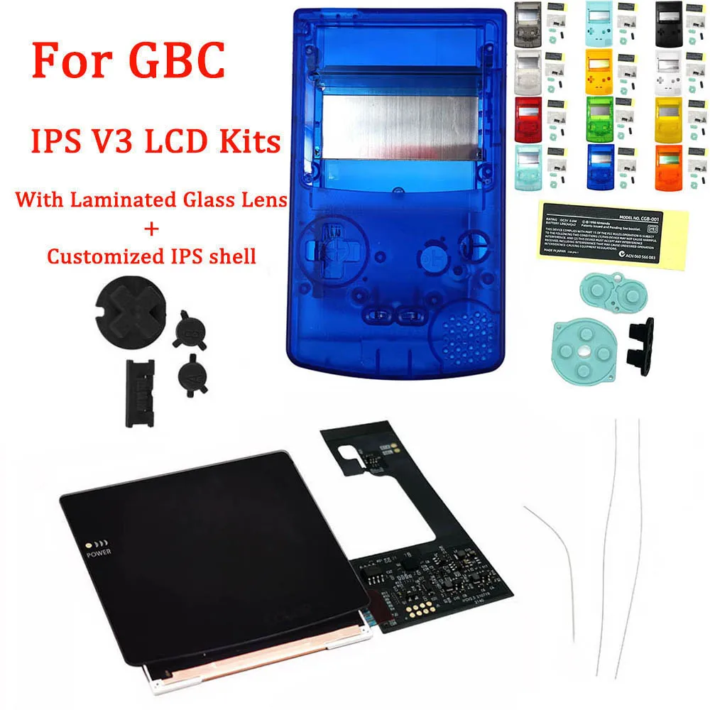 

Black 2021 IPS V3 Laminated Dot-to-Dot LCD Screen Kits For GBC High Light Backlight LCD Kits With Customized IPS Shell Sets