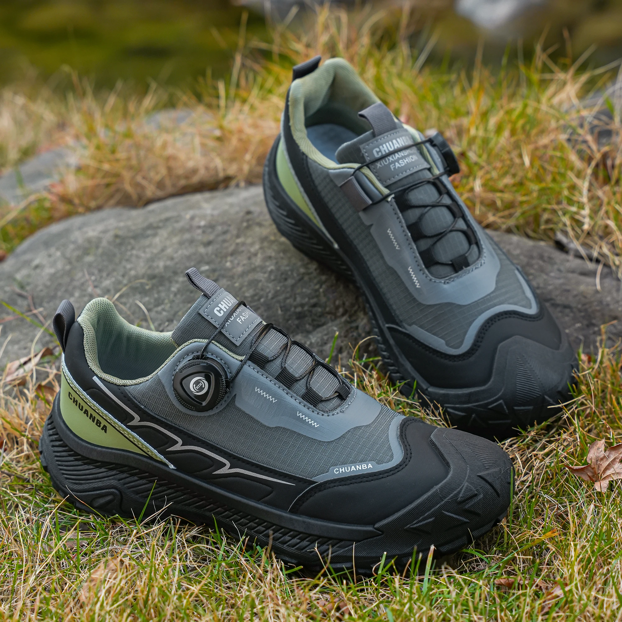 2026 Men's Lightweight Casual Shoes Outdoor Running Shoes in Black Grey Khaki Sizes 39-48 PU Material with Canvas