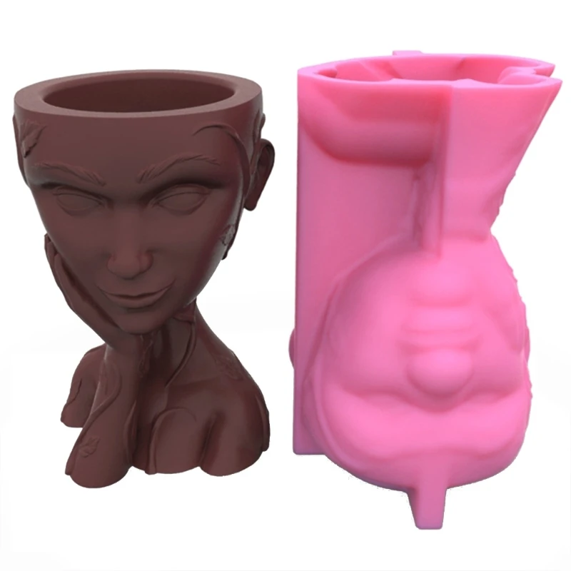 

Cheek Support Flower Pot Silicone Mold Table Ornament Epoxy Resin Mold Dropship