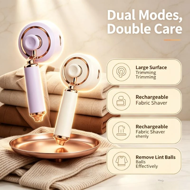 2In1 Rechargeable Fabric Shaver Large Surface Portable Lint Remover Apparel Pill Trimmer