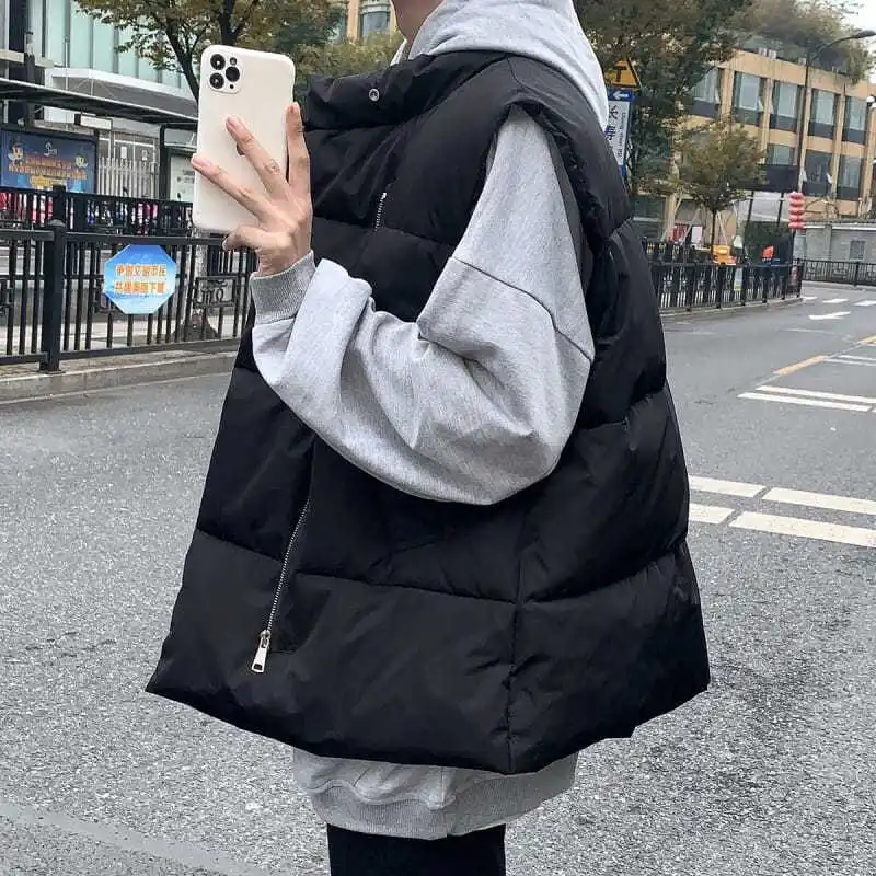 가을 겨울 면 조끼 루즈핏 작업복 조끼 다용도 따뜻한 두꺼운 재킷