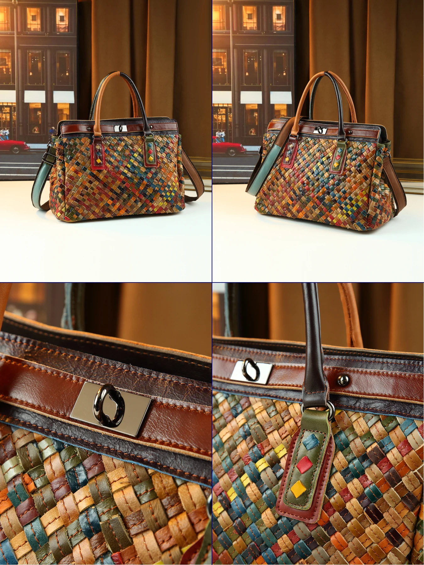 Cross-border hot-selling woven leather tote bag women's new large-capacity versatile travel handbag view 5
