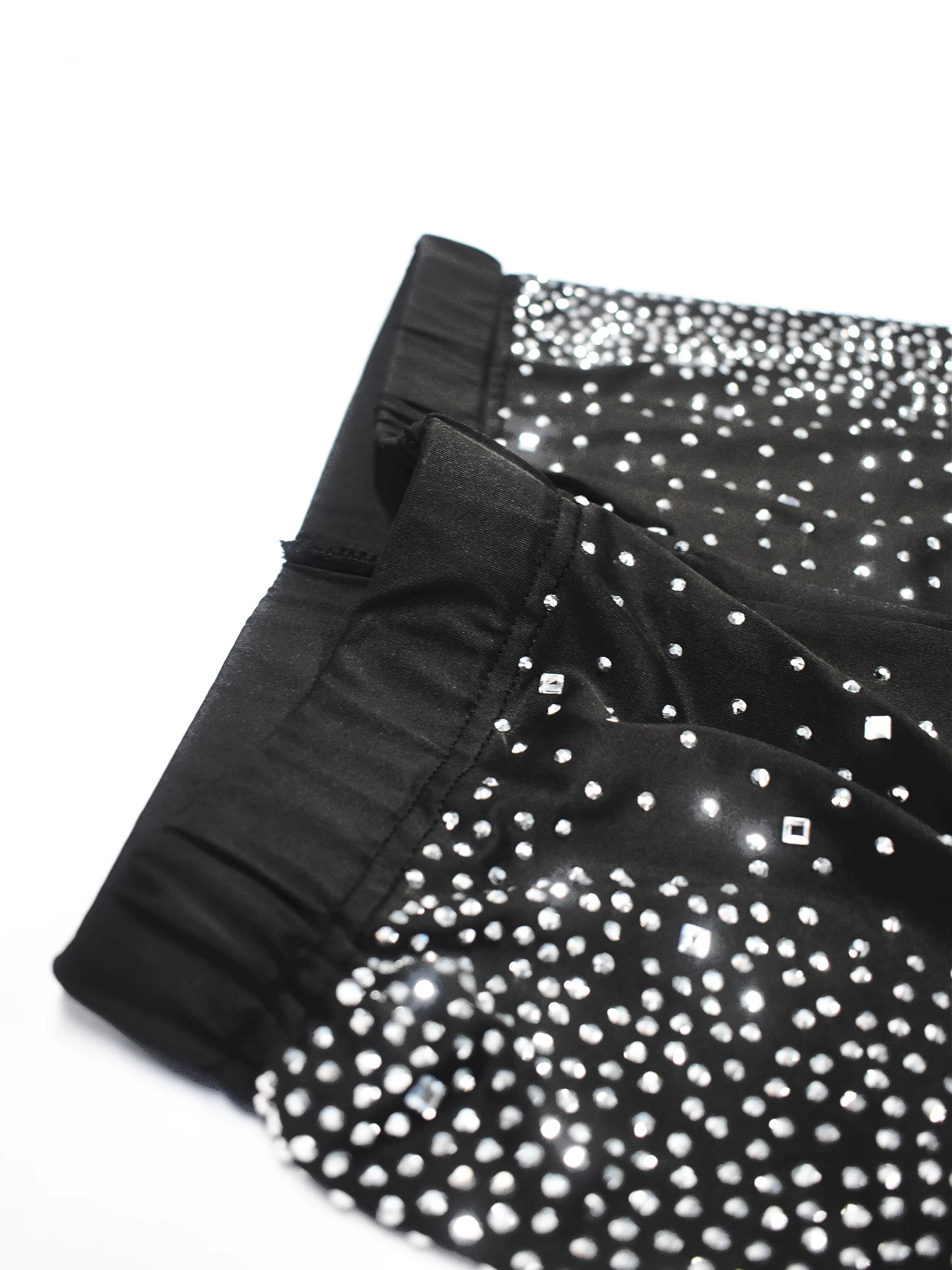 Senhoras apertadas calças cravejadas de diamantes definir sexy profundo decote em v manga comprida cintura cinching deslocamento versátil conjunto de duas peças