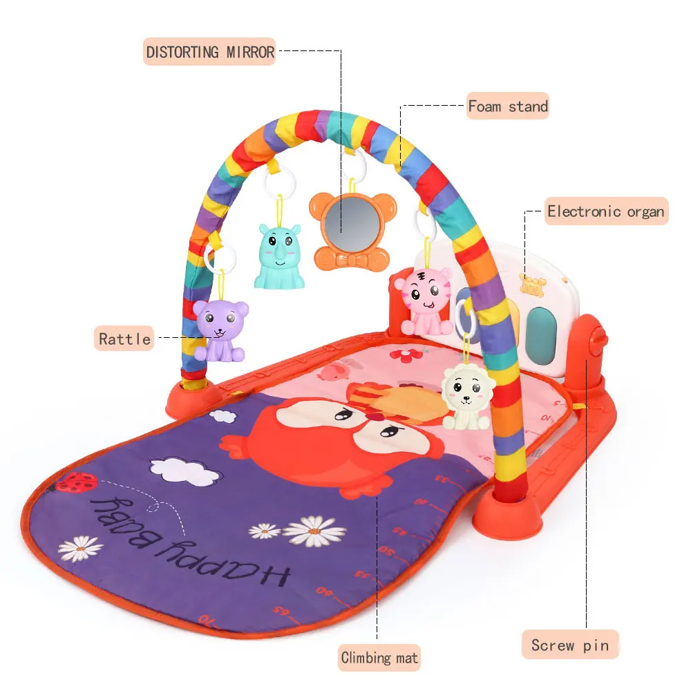 Baby Fitness Stand Music Play Gym Activity Toys Newborn Piano Crawling Blanket Pedal Game Pad Early Education 0-36 Months Gifts