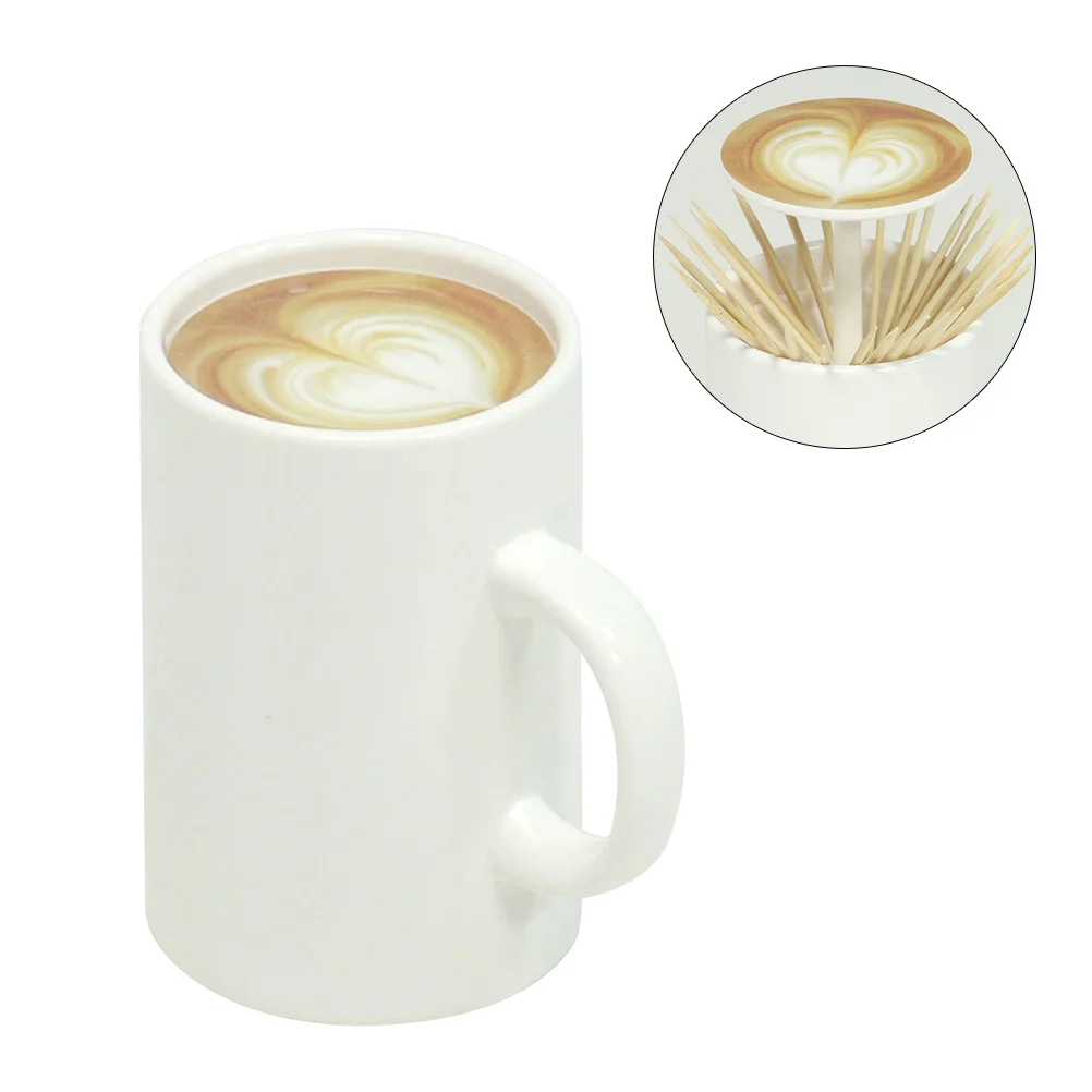 

Automatic Toothpick Holder Coffee Cup Shaped Dispenser For Toothpicks Cotton Swabs Storage Decorative Table Organizer